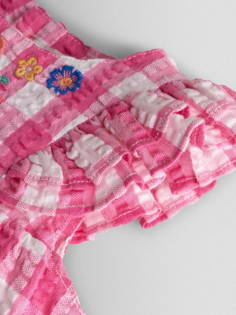 Jojo Maman Bébé Mid Pink Frill Shoulder Embroidered Romper^ Jumpsuits & Playsuits