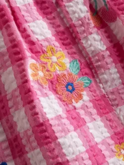 Jojo Maman Bébé Mid Pink Frill Shoulder Embroidered Romper^ Jumpsuits & Playsuits