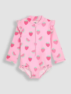 Jojo Maman Bébé Multi Strawberry Long Sleeve Swimsuit^ Swimwear