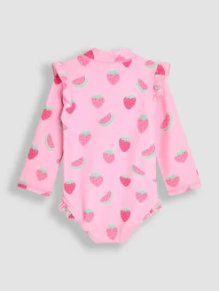 Jojo Maman Bébé Multi Strawberry Long Sleeve Swimsuit^ Swimwear