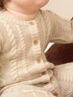 Discount Jojo Maman Bébé Natural Cable Knit All-In-One With Hat