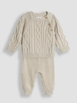 Jojo Maman Bébé Natural 2-Piece Cable Knit Set
