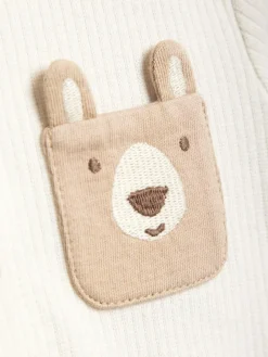 Discount Jojo Maman Bébé Natural Printed Bear And Appliqué Pocket Bodies 2 Pack