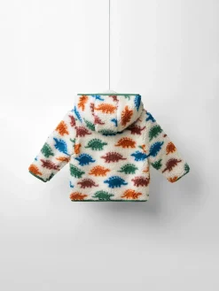 Clearance Jojo Maman Bébé Hooded Teddy Fleece Jacket Natural Stegosaurus