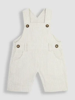 Clearance Jojo Maman Bébé Natural Stone Seersucker Stripe Dungarees