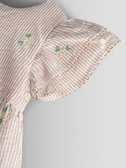 Jojo Maman Bébé Embroidered Frill Sleeve Dress^ Dresses