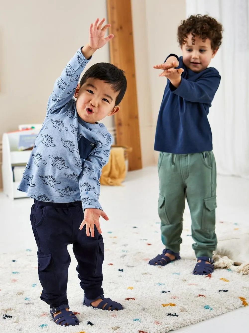 Discount Jojo Maman Bébé Navy Blue & Khaki Green 2-Pack Cargo Joggers Navy Blue & Khaki Green