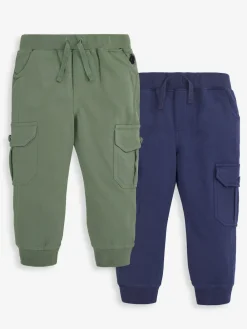 Discount Jojo Maman Bébé Navy Blue & Khaki Green 2-Pack Cargo Joggers Navy Blue & Khaki Green