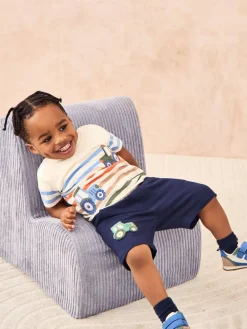 New Jojo Maman Bébé Navy Blue Appliqué Shorts