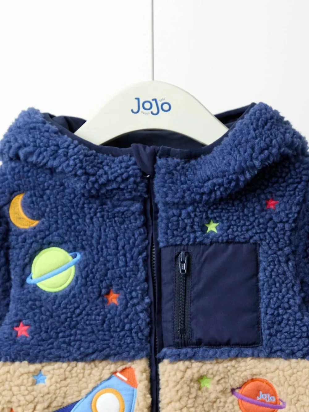 Outlet Jojo Maman Bébé Navy Blue Appliqué Teddy Fleece Jacket