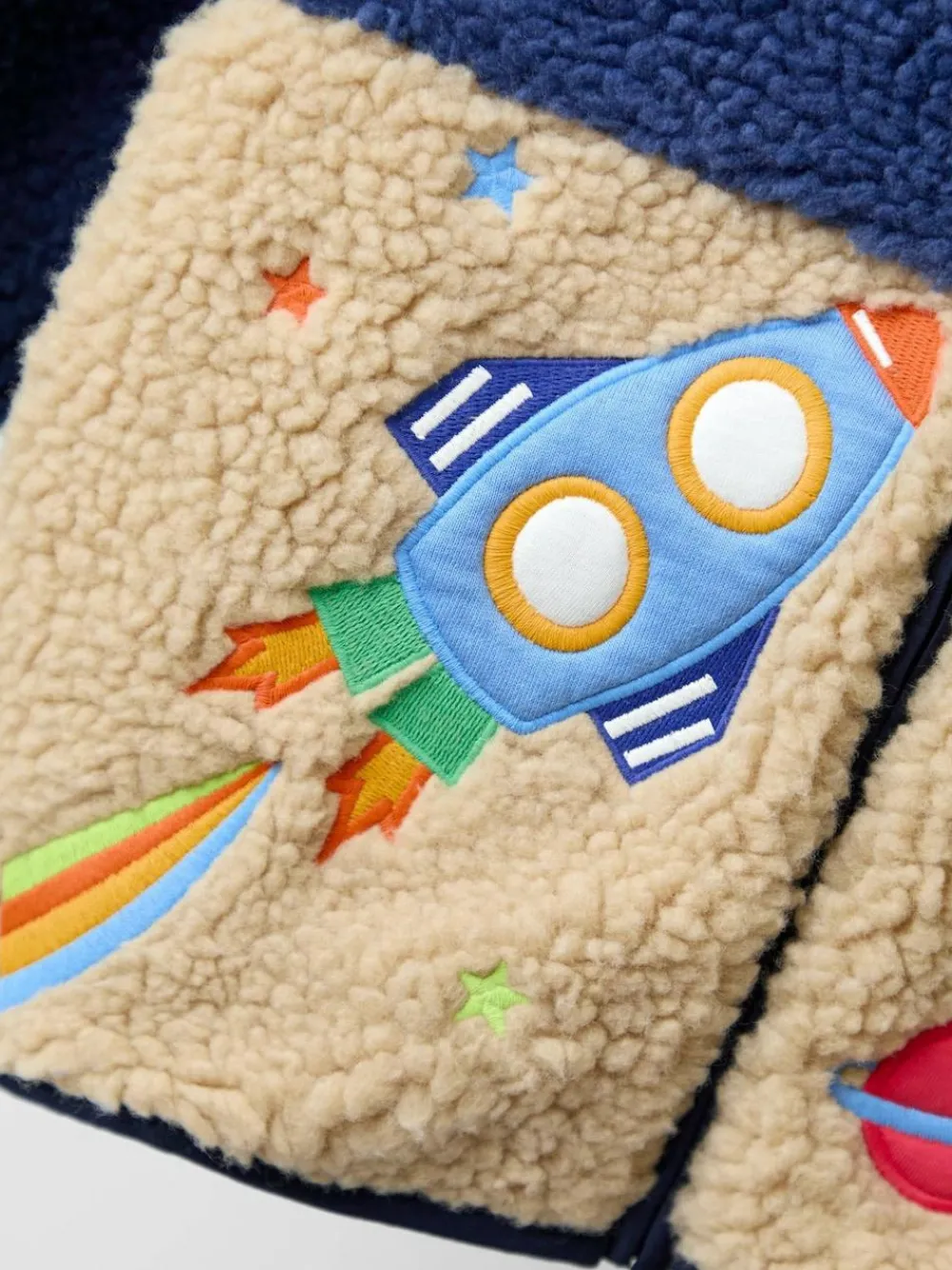 Outlet Jojo Maman Bébé Navy Blue Appliqué Teddy Fleece Jacket