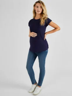 Jojo Maman Bébé Navy Blue Boyfriend Maternity Cotton T-Shirt