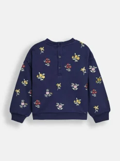 Clearance Jojo Maman Bébé Navy Blue Floral Embroidered Sweatshirt & Skirt Set
