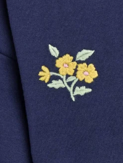Clearance Jojo Maman Bébé Navy Blue Floral Embroidered Sweatshirt & Skirt Set