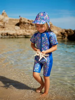 Clearance Jojo Maman Bébé Floral Print Junior Wetsuit Navy Blue