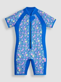 Clearance Jojo Maman Bébé Floral Print Junior Wetsuit Navy Blue