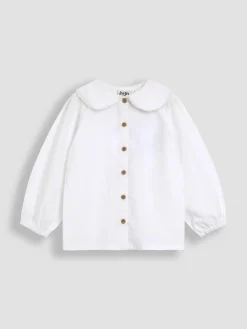 Hot Jojo Maman Bébé Navy Blue Floral Embroidered Cord Dungarees & Blouse Set