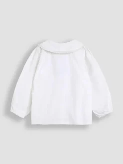 Hot Jojo Maman Bébé Navy Blue Floral Embroidered Cord Dungarees & Blouse Set