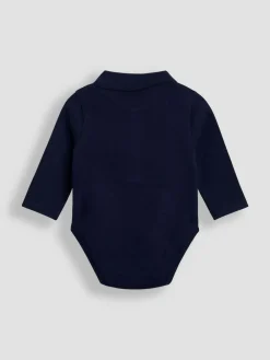 Hot Jojo Maman Bébé Navy Blue 2-Pack Plain Long Sleeve Polo Shirt Bodies