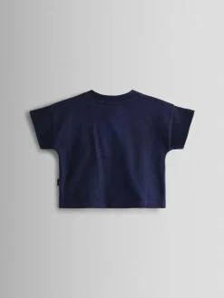 Jojo Maman Bébé Navy Blue Stripe Dungarees, T-Shirt & Hat 3-Piece Set^BOY Dungarees