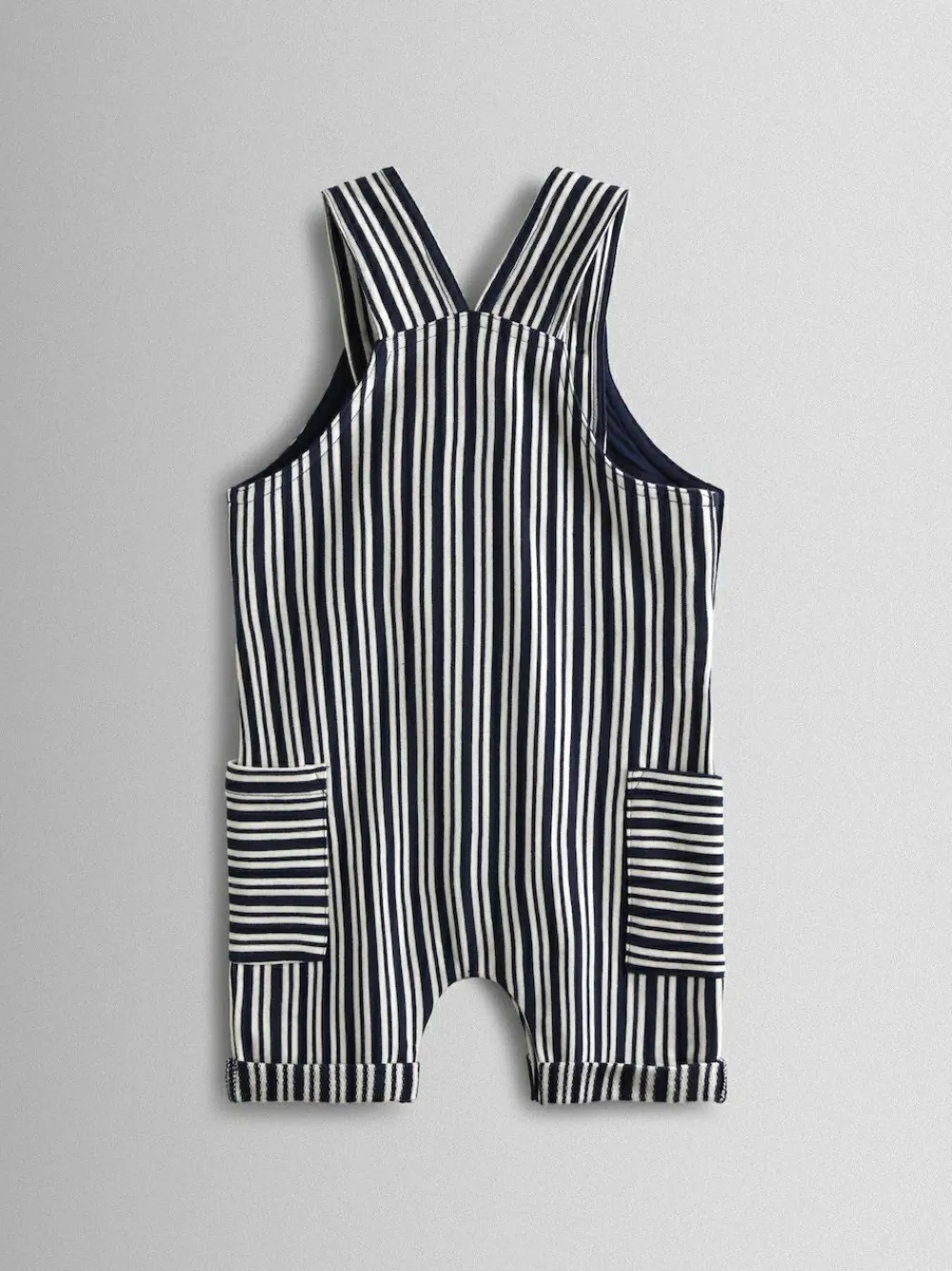 Jojo Maman Bébé Navy Blue Stripe Dungarees, T-Shirt & Hat 3-Piece Set^BOY Dungarees