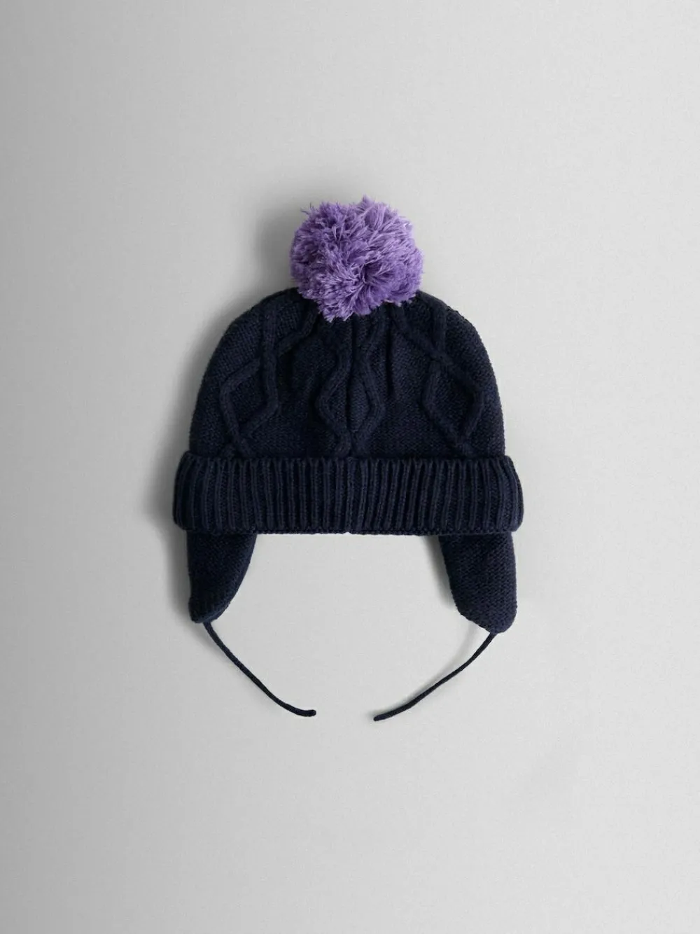 Clearance Jojo Maman Bébé Cherry Applique Pom Pom Knitted Hat Navy Floral