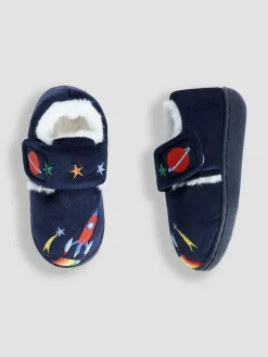Jojo Maman Bébé Navy Rocket Slipper Shoe^BOY Nightwear