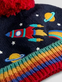 Jojo Maman Bébé Navy Rocket Embroidered Hat^BOY Hats & Scratch Mitts|Hats