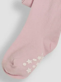New Jojo Maman Bébé Pale Pink Cotton Rich Plain Tights