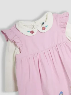 Clearance Jojo Maman Bébé Pink Baby Peter Rabbit Embroidered Dress and Body Set