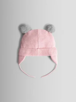 Jojo Maman Bébé Pink Cat Pom Pom Hat^ Hats & Scratch Mitts|Hats, Gloves & Scarves