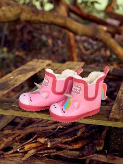 Jojo Maman Bébé Pink Cosy Lined Unicorn Ankle Wellies^ Shoes