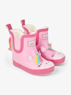 Jojo Maman Bébé Pink Cosy Lined Unicorn Ankle Wellies^ Shoes