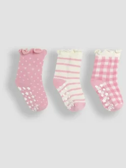 Jojo Maman Bébé Pink Cotton Frill Socks 3 Pack^ Socks & Tights|Socks & Tights