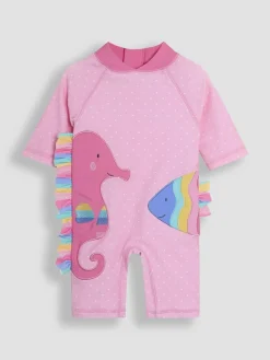 Best Jojo Maman Bébé Pink Fish Appliqué Sun Protection Suit