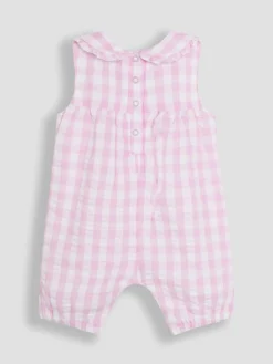 Clearance Jojo Maman Bébé Pink Gingham Peter Flopsy Bunny Jumpsuit & Headband Set