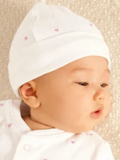 Sale Jojo Maman Bébé Embroidered Cotton Baby Hat Pink Heart