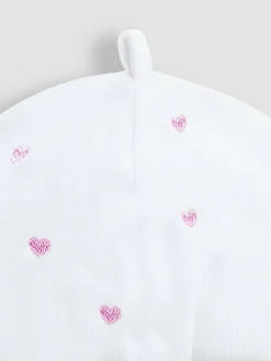 Sale Jojo Maman Bébé Embroidered Cotton Baby Hat Pink Heart