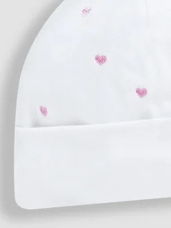 Sale Jojo Maman Bébé Embroidered Cotton Baby Hat Pink Heart