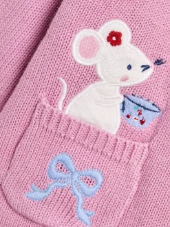 Best Jojo Maman Bébé Pink Mouse Pet in Pocket Appliqué Cardigan