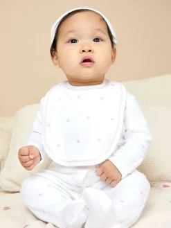 Sale Jojo Maman Bébé Pink Organic Cotton Heart Embroidered Bib