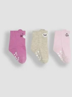 Jojo Maman Bébé Pink 3-Pack Bear Socks^ Socks & Tights|Socks & Tights