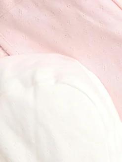 Jojo Maman Bébé Pink 2-Pack Pointelle Bonnets^ Hats & Scratch Mitts|Hats, Gloves & Scarves