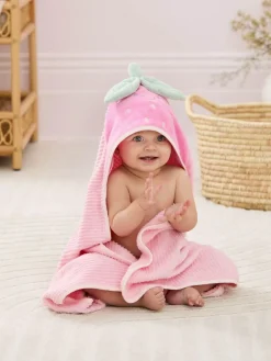 Jojo Maman Bébé Pink Strawberry Character Hooded Towel^ Towels & Bathmats