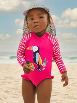 Best Jojo Maman Bébé Pink UPF 50 Long Sleeve Swimsuit