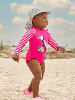 Best Jojo Maman Bébé Pink UPF 50 Long Sleeve Swimsuit