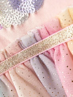 New Jojo Maman Bébé Appliqué Tulle Party Dress Purple Unicorn