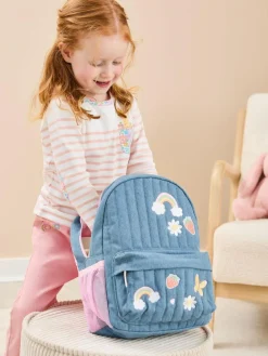 Jojo Maman Bébé Quilted Denim Embroidered Medium Backpack^ Bags