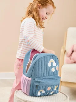 Jojo Maman Bébé Quilted Denim Embroidered Medium Backpack^ Bags