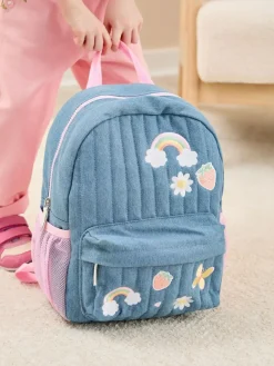 Jojo Maman Bébé Quilted Denim Embroidered Medium Backpack^ Bags